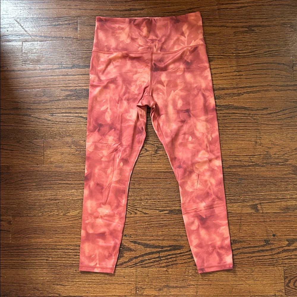 Athleta Elation Tie-Dye Pattern Leggings in Red and Pink